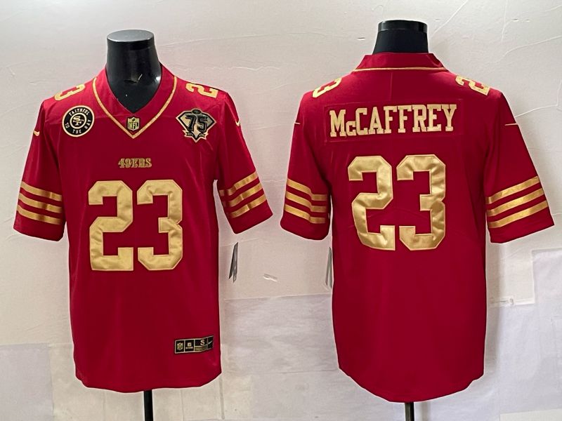 Men San Francisco 49ers #23 Mccafrey Red 75th Nike Limited NFL 2025 Jersey style 03